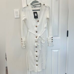 Elegant White Button-Down Dress
